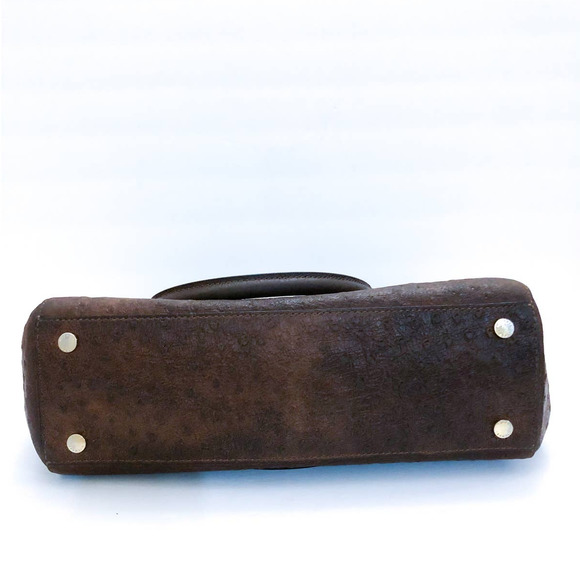 Michael Kors Astrid Mocha Ostrich Embossed Leather Large Satchel Bag - Picture 8 of 12